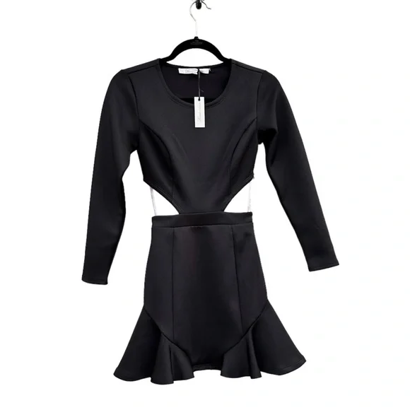 Lovers + Friends x Revolve Eternal Long Sleeve Dress Black Cut Out NWT